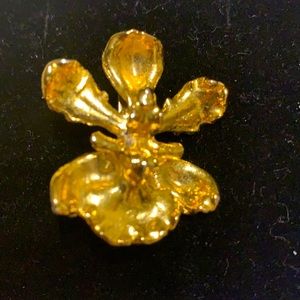 Vintage Gold Plated Orchid Pin Brooch